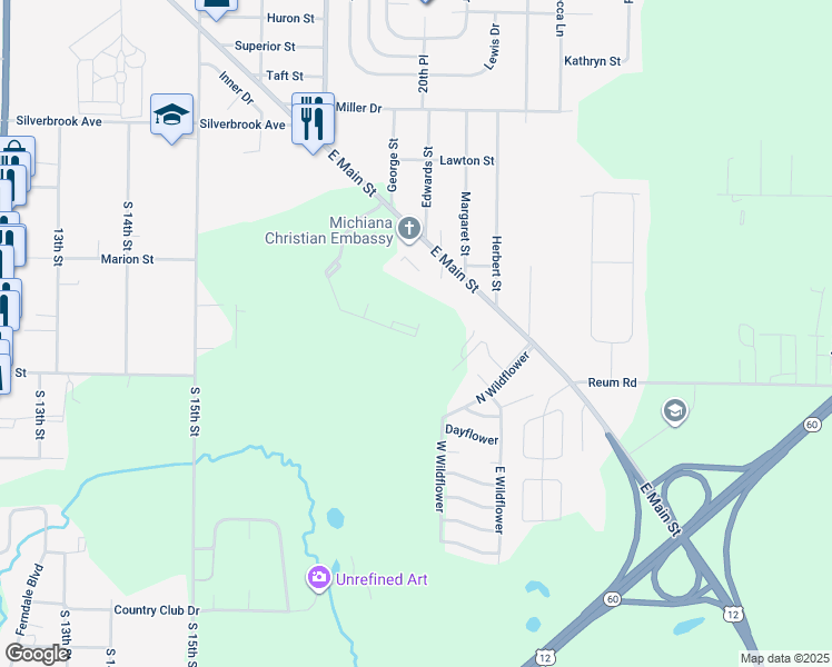 map of restaurants, bars, coffee shops, grocery stores, and more near 1402 Woods Edge Drive in Niles