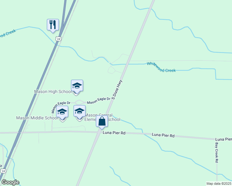map of restaurants, bars, coffee shops, grocery stores, and more near 10737 South Dixie Highway in Erie