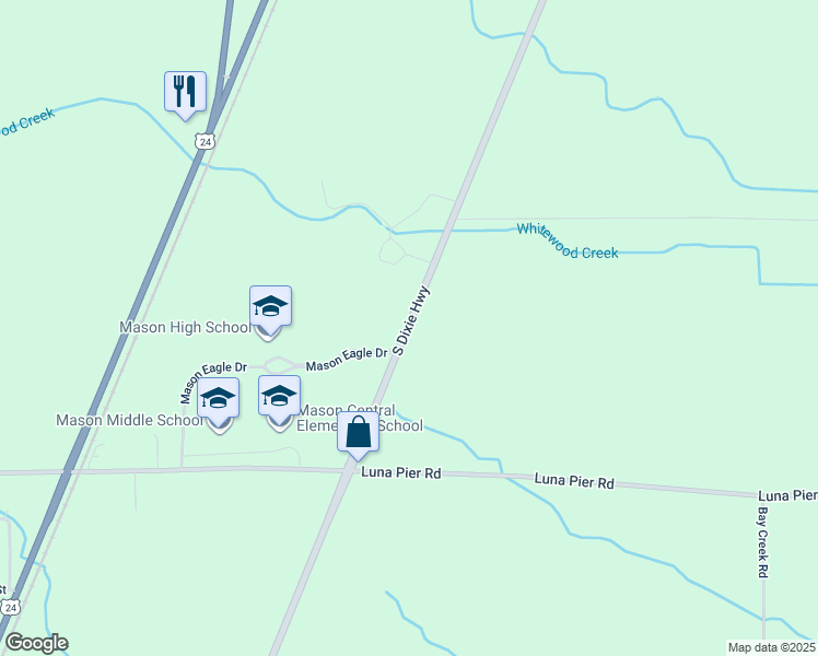 map of restaurants, bars, coffee shops, grocery stores, and more near 10737 South Dixie Highway in Erie