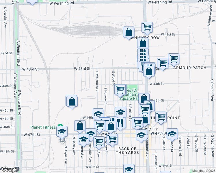 map of restaurants, bars, coffee shops, grocery stores, and more near in Chicago