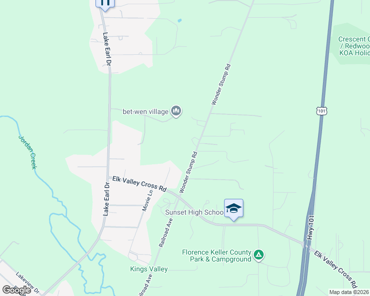 map of restaurants, bars, coffee shops, grocery stores, and more near 3750-3792 Wonder Stump Road in Crescent City