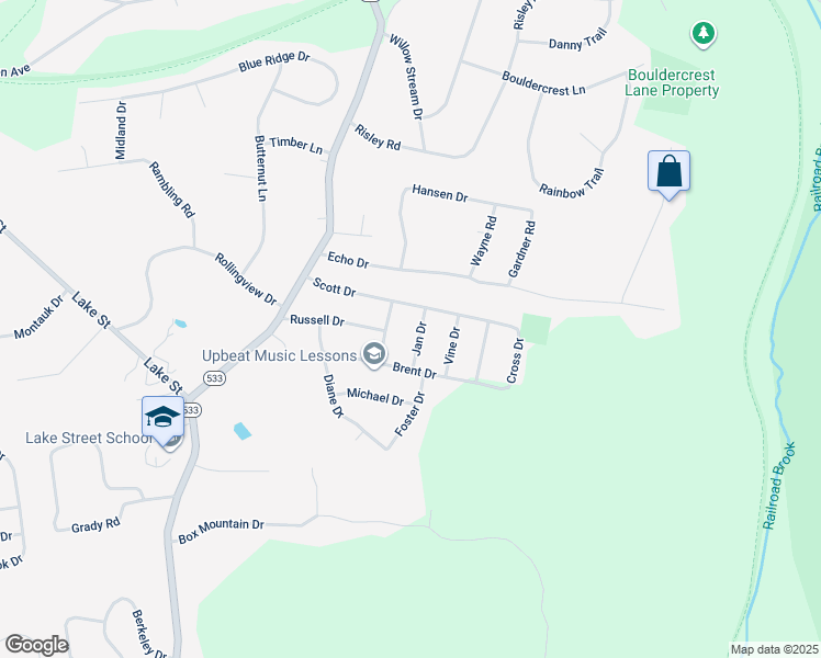 map of restaurants, bars, coffee shops, grocery stores, and more near 22 Jen Drive in Vernon