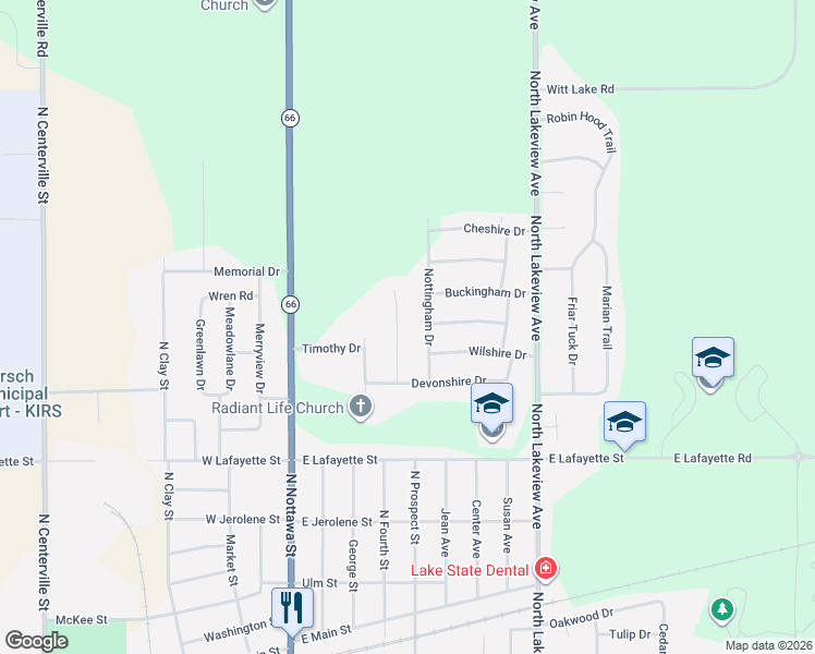 map of restaurants, bars, coffee shops, grocery stores, and more near 1022 Tracy Drive in Sturgis