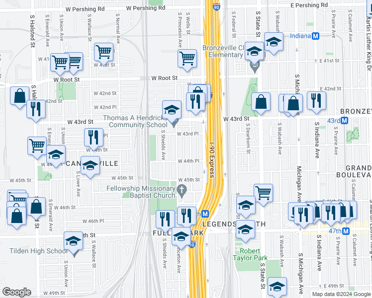 map of restaurants, bars, coffee shops, grocery stores, and more near in Chicago
