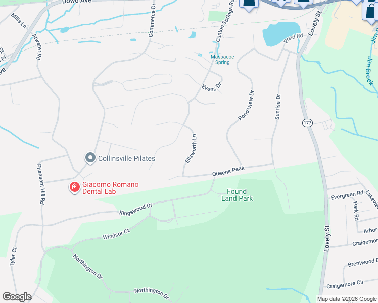 map of restaurants, bars, coffee shops, grocery stores, and more near 21 Ellsworth Lane in Canton
