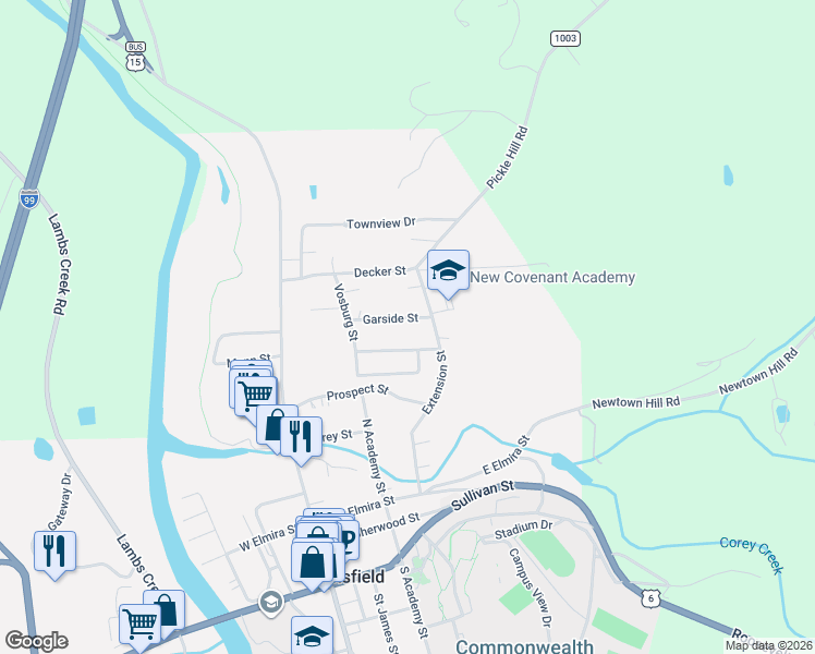 map of restaurants, bars, coffee shops, grocery stores, and more near 20 Wakefield Terrace in Mansfield