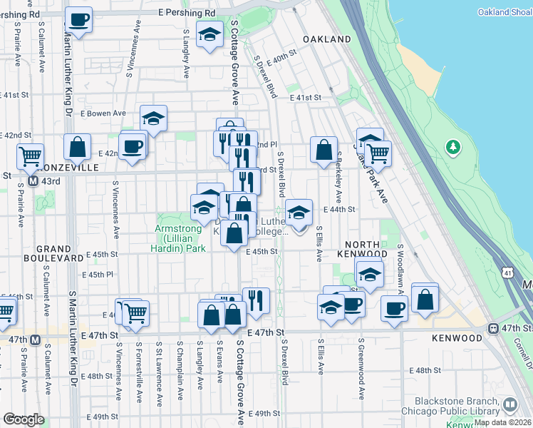 map of restaurants, bars, coffee shops, grocery stores, and more near in Chicago