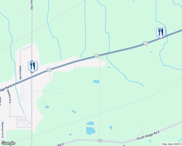 map of restaurants, bars, coffee shops, grocery stores, and more near 4196 North Ridge Road East in Geneva