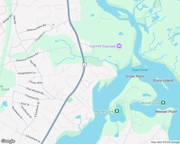 map of restaurants, bars, coffee shops, grocery stores, and more near 4 Governor Prence Road in Eastham
