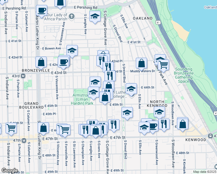 map of restaurants, bars, coffee shops, grocery stores, and more near in Chicago