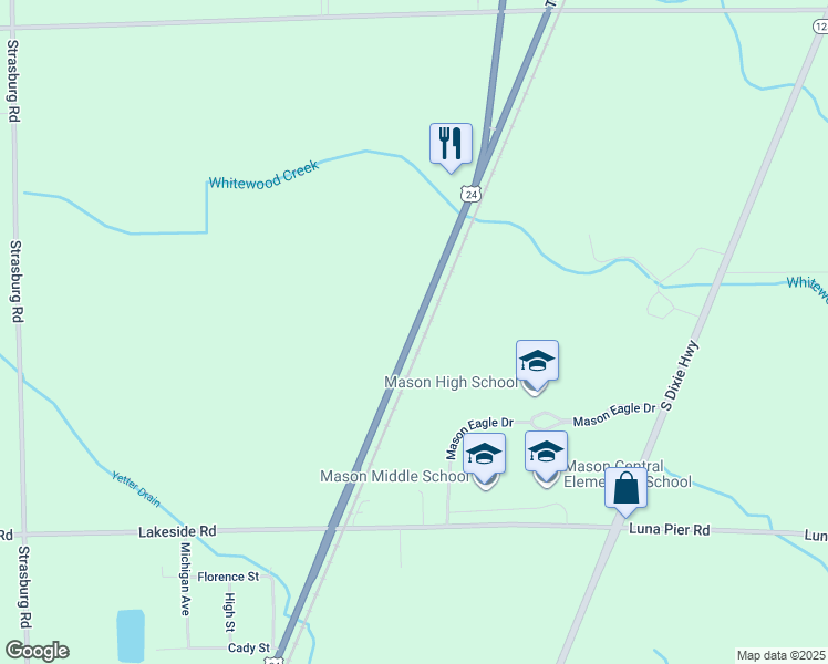map of restaurants, bars, coffee shops, grocery stores, and more near 10929 Telegraph Road in Erie