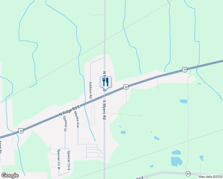 map of restaurants, bars, coffee shops, grocery stores, and more near 3340 North Myers Road in Geneva