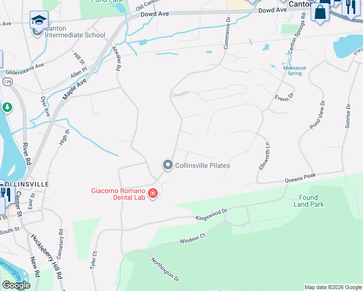 map of restaurants, bars, coffee shops, grocery stores, and more near 3 Livingston Road in Canton