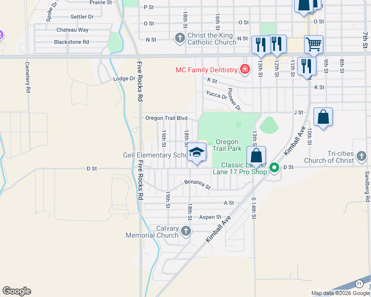 map of restaurants, bars, coffee shops, grocery stores, and more near 815 18th Street in Gering