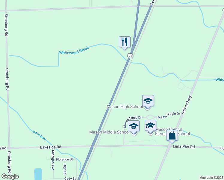 map of restaurants, bars, coffee shops, grocery stores, and more near 10929 Telegraph Road in Erie
