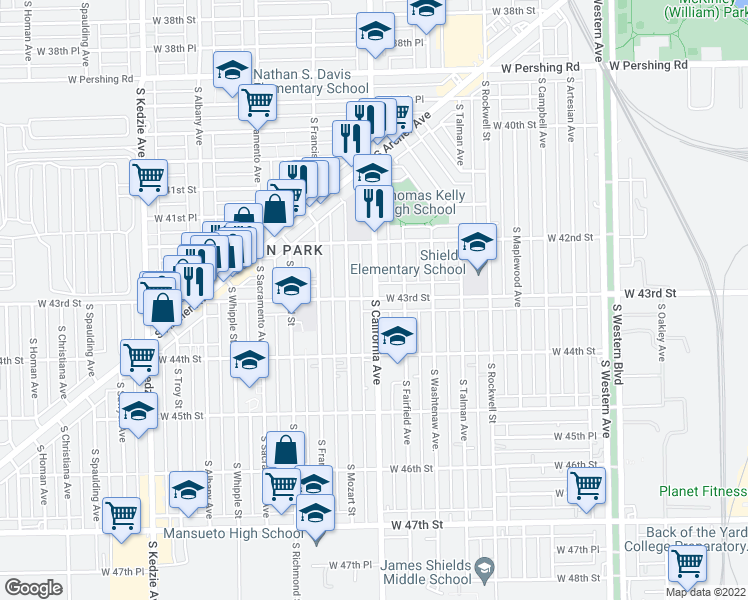 map of restaurants, bars, coffee shops, grocery stores, and more near in Chicago