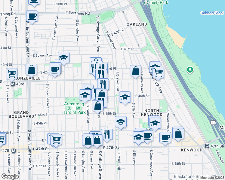 map of restaurants, bars, coffee shops, grocery stores, and more near in Chicago