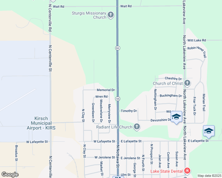 map of restaurants, bars, coffee shops, grocery stores, and more near 1113 Merryview Drive in Sturgis