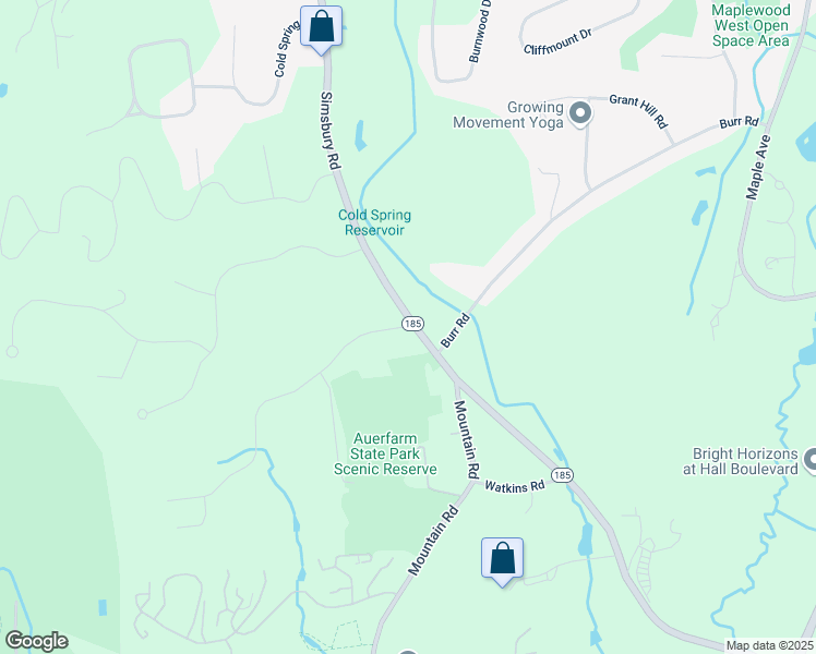 map of restaurants, bars, coffee shops, grocery stores, and more near 158 Auer Farm Road in Bloomfield