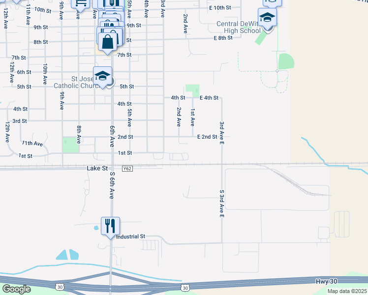 map of restaurants, bars, coffee shops, grocery stores, and more near 106 Country Court in DeWitt