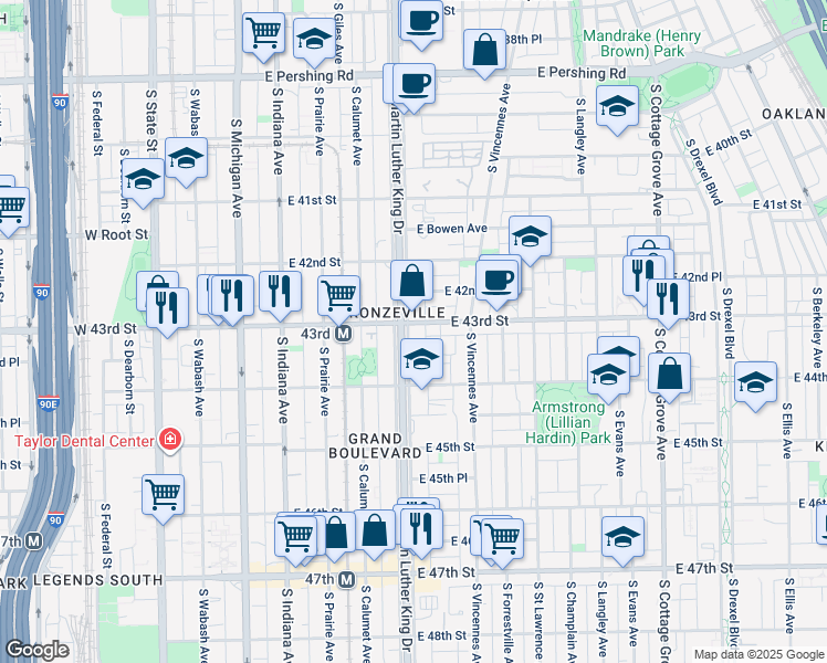 map of restaurants, bars, coffee shops, grocery stores, and more near in Chicago