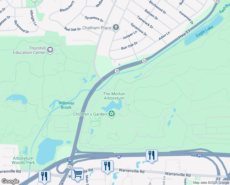 map of restaurants, bars, coffee shops, grocery stores, and more near 4100 Route 53 in Lisle