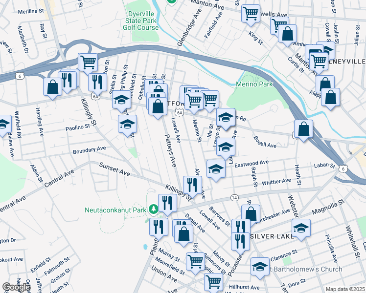 map of restaurants, bars, coffee shops, grocery stores, and more near 273 Lowell Avenue in Providence