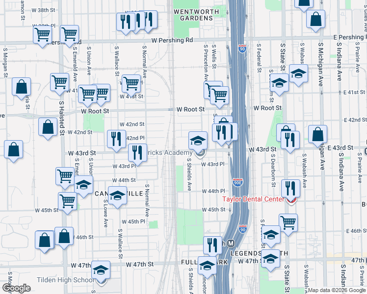 map of restaurants, bars, coffee shops, grocery stores, and more near in Chicago
