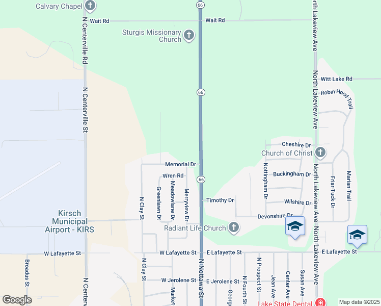 map of restaurants, bars, coffee shops, grocery stores, and more near 245 Memorial Drive in Sturgis