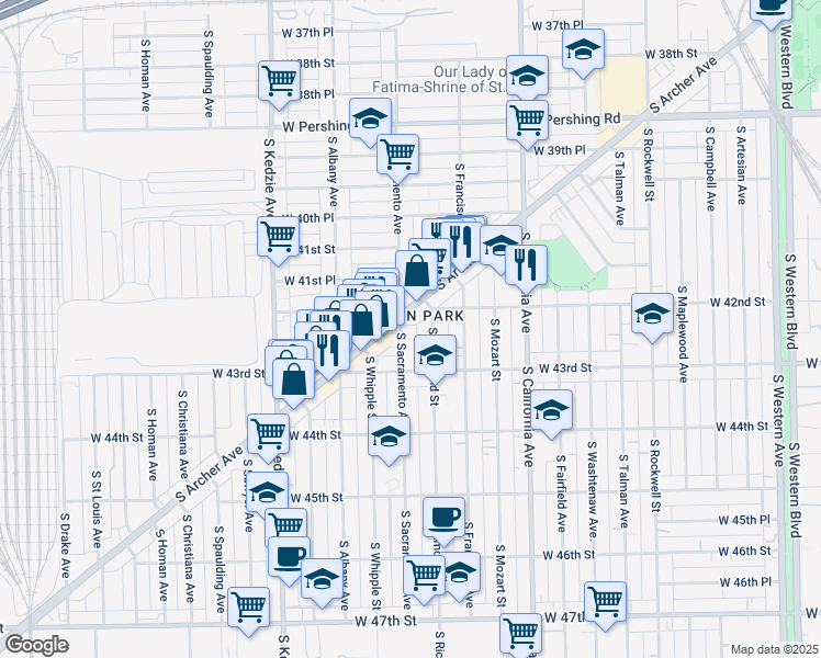 map of restaurants, bars, coffee shops, grocery stores, and more near in Chicago