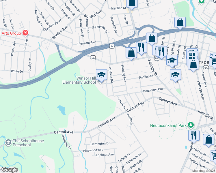 map of restaurants, bars, coffee shops, grocery stores, and more near 20 Grandview Avenue in Johnston