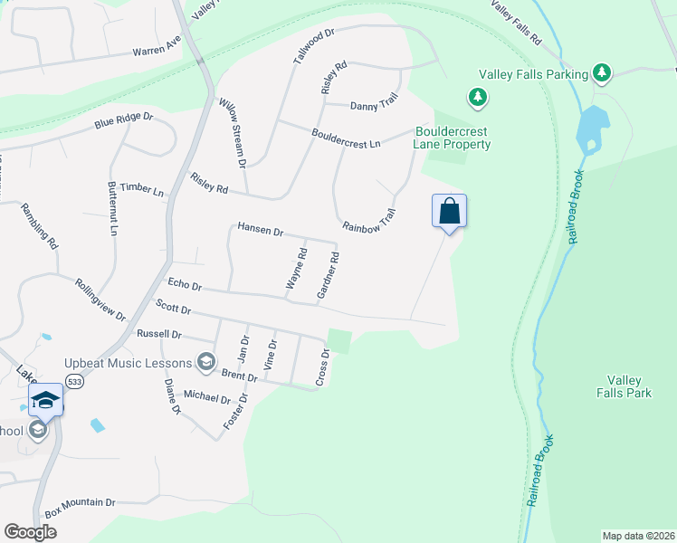 map of restaurants, bars, coffee shops, grocery stores, and more near 16 Gardner Road in Vernon