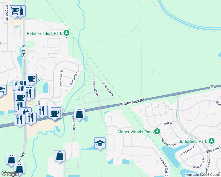 map of restaurants, bars, coffee shops, grocery stores, and more near 1901 Pinnacle Drive in Aurora