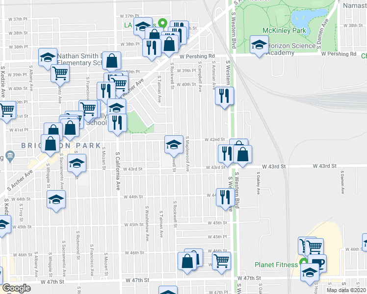 map of restaurants, bars, coffee shops, grocery stores, and more near 4212 S Maplewood Ave in Chicago