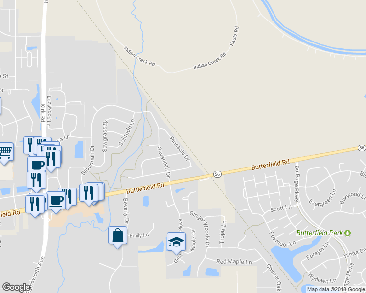 map of restaurants, bars, coffee shops, grocery stores, and more near 1901 Pinnacle Drive in Aurora