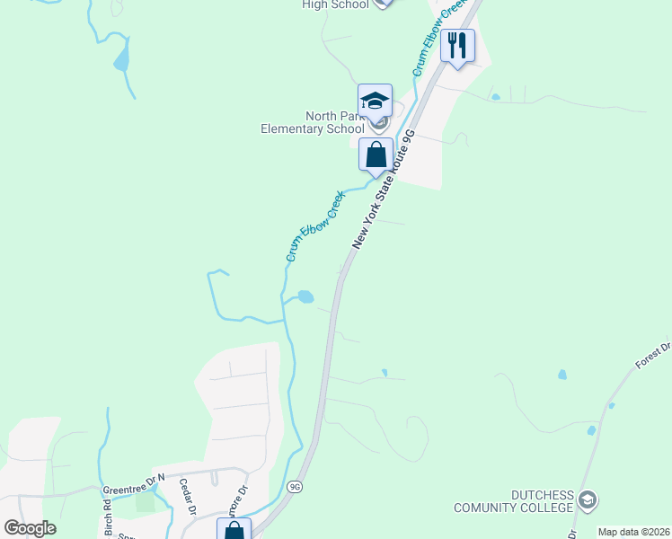 map of restaurants, bars, coffee shops, grocery stores, and more near 1527 New York 9G in Hyde Park