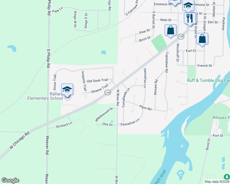 map of restaurants, bars, coffee shops, grocery stores, and more near 1200 W River Rd in Niles