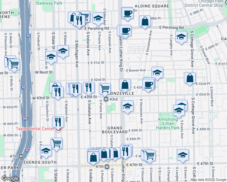 map of restaurants, bars, coffee shops, grocery stores, and more near in Chicago