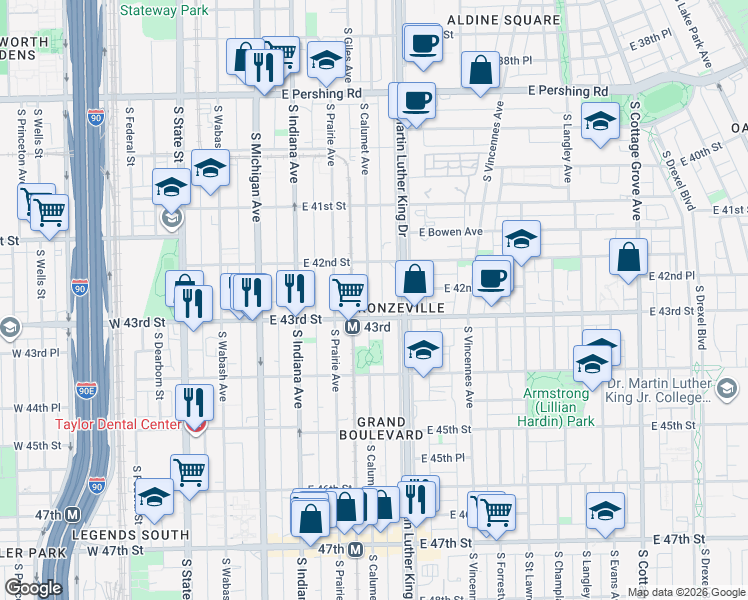 map of restaurants, bars, coffee shops, grocery stores, and more near in Chicago