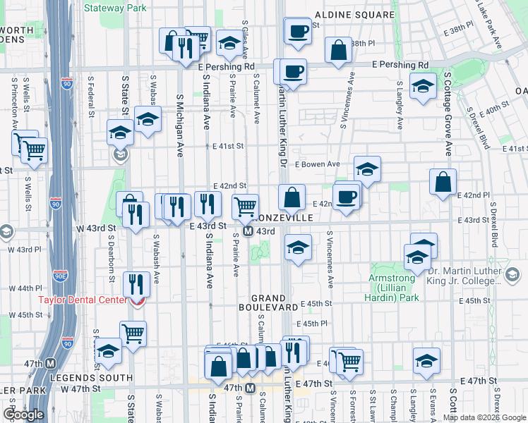 map of restaurants, bars, coffee shops, grocery stores, and more near in Chicago