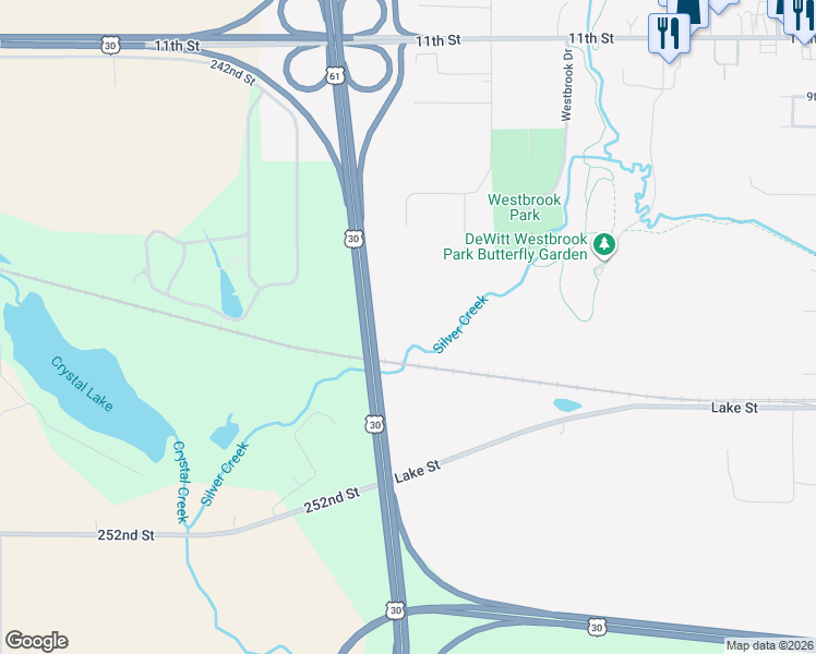 map of restaurants, bars, coffee shops, grocery stores, and more near in DeWitt