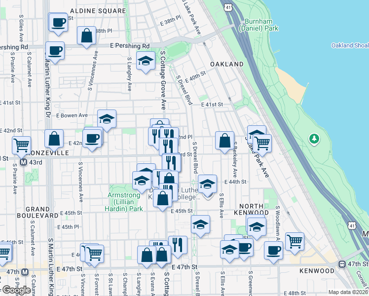 map of restaurants, bars, coffee shops, grocery stores, and more near in Chicago