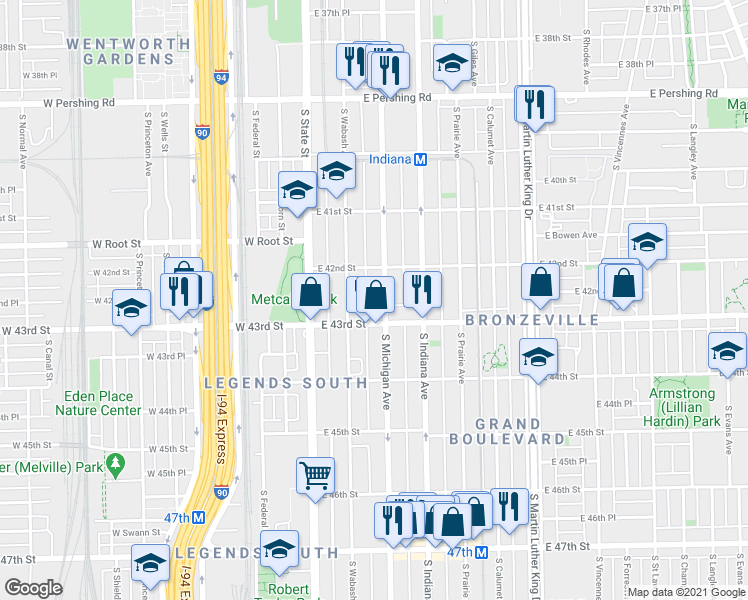 map of restaurants, bars, coffee shops, grocery stores, and more near in Chicago