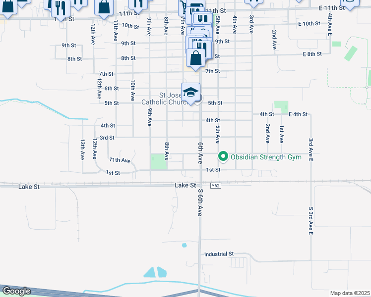 map of restaurants, bars, coffee shops, grocery stores, and more near 600-698 2nd Street in DeWitt