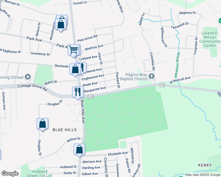 map of restaurants, bars, coffee shops, grocery stores, and more near 71 Marguerite Avenue in Bloomfield