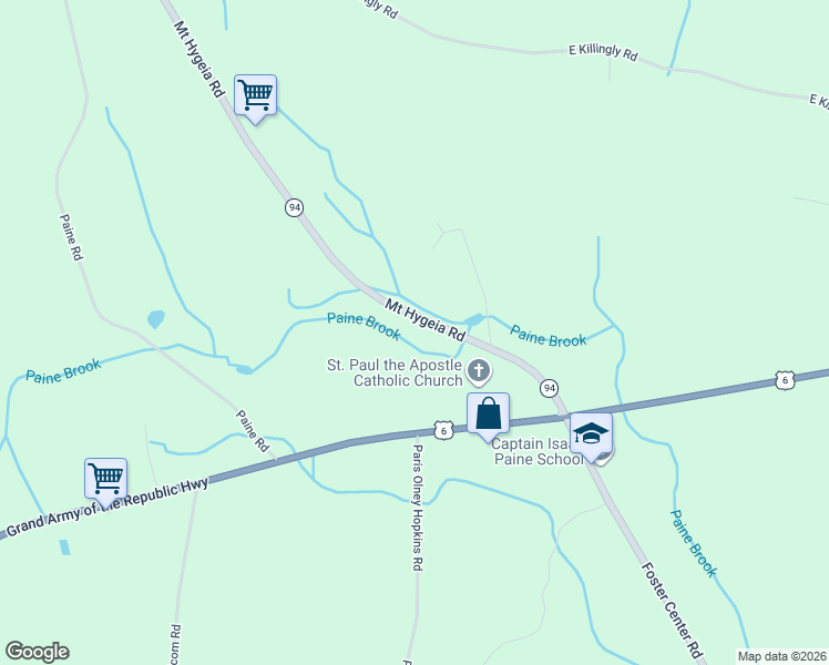 map of restaurants, bars, coffee shops, grocery stores, and more near 14 Mount Hygeia Road in Foster