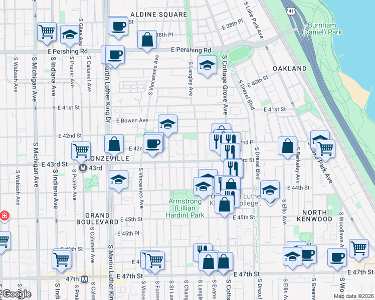 map of restaurants, bars, coffee shops, grocery stores, and more near in Chicago