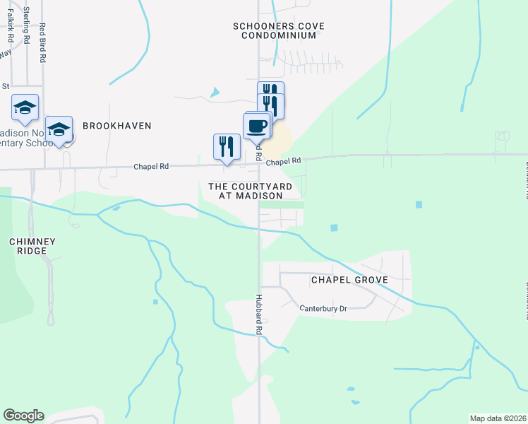 map of restaurants, bars, coffee shops, grocery stores, and more near 2069 Hubbard Road in Madison