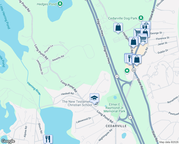 map of restaurants, bars, coffee shops, grocery stores, and more near 56 Tupper Hill Road in Plymouth