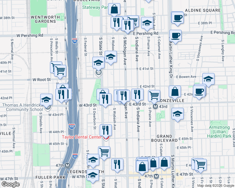 map of restaurants, bars, coffee shops, grocery stores, and more near in Chicago
